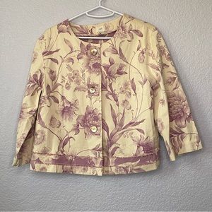 J. Jill Jacket Blazer Womens MP Embroidered Floral 3/4 Sleeve Petite Purple